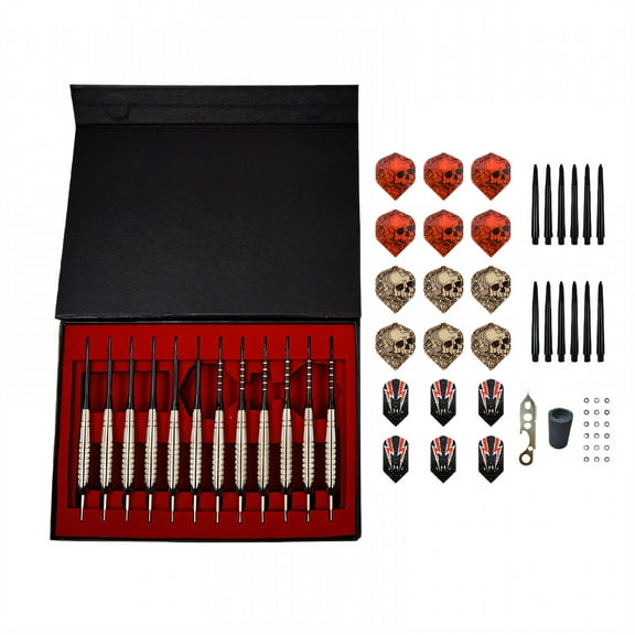 BESTSKY 12Pcs Darts Lightweight Aluminum Alloy Steel Tip Darts,Precision Dragonbone Design Darts Metal Tip Set,Style2