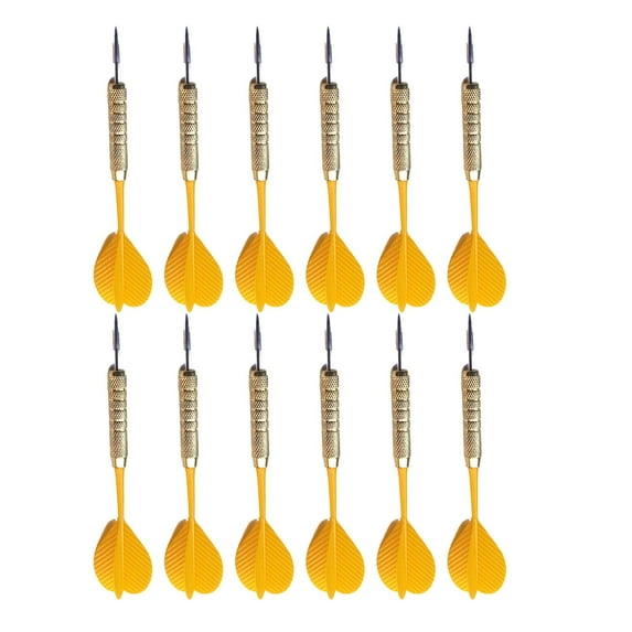 CYFW 12Pcs Darts Precision Steel Tip Darts,Ergonomic Darts Metal Tip Set for Easy Control,Yellow