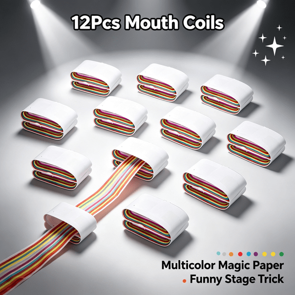 BESTSKY 12Pcs Funny Mouth Coils Vomit Paper, Multicolor Stage Magic Tricks Accessories Gimmick Illusion Magic Paper Props for Adults, Realistic Fake Vomit