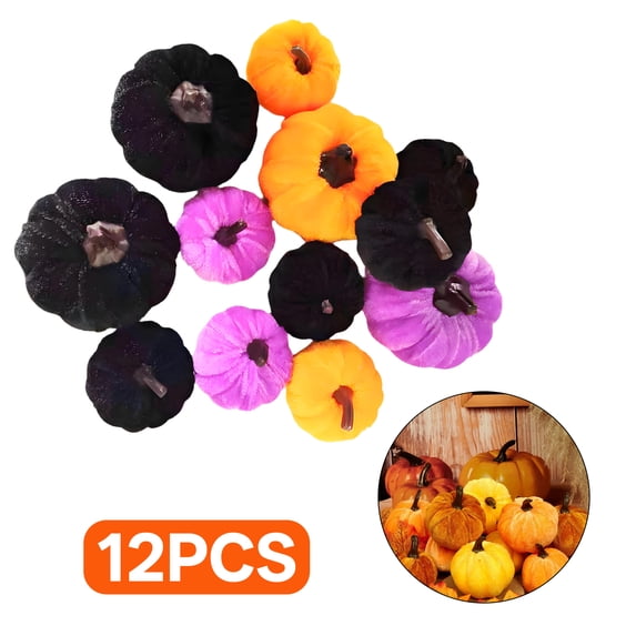 BESTSKY 12Pcs Pumpkins for Decorating,Cute Festive Display Thanksgiving Decorations,Lifelike Pumpkin Set Autumn Decorations for Home,Purple