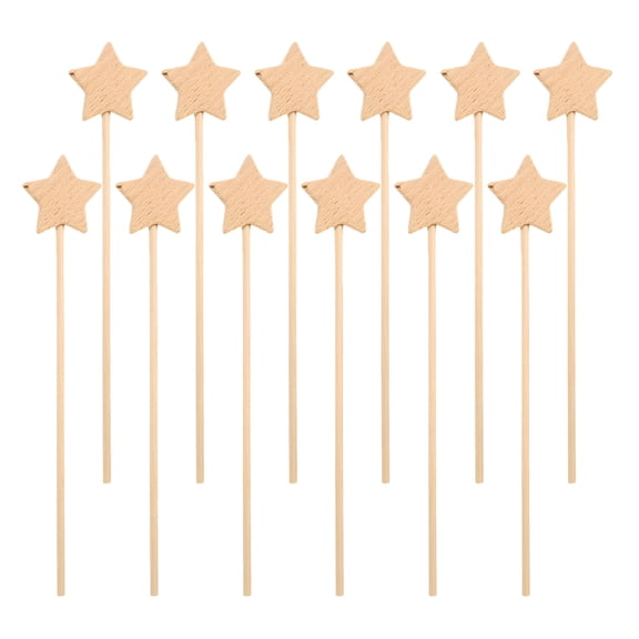 BESTSKY 12Pcs Unfinished Wooden Fairy Wands, Blank Star Cosplay Sticks for Kids DIY Crafts, Birthday Party Favors, Dress Up
