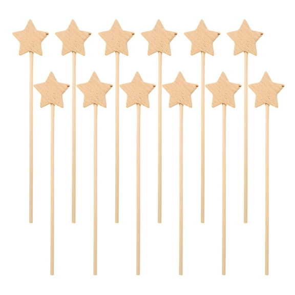 BESTSKY 12pcs Unfinished Fairy Wands Wooden Cosplay Star Wand Blank Fairy Wood Sticks Party Favors