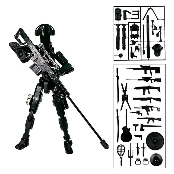 BESTSKY 13 Action Figure 2025 New Cowboy PVC Model,3D Printed Multi-Joint Full Body Movable Robot Titan,for Stop Motion Animation Adult Desktop Decor (Black)