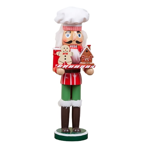 BESTSKY 14 Inch Wooden Gingerbread Man Nutcracker Soldier King Figures Holiday Christmas Decor for Tabletop Desktop Holiday Home Nutcracker Christmas Decor