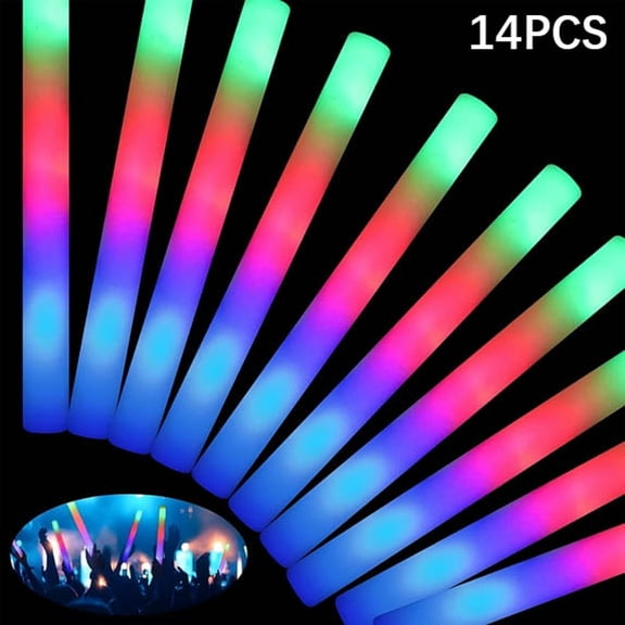 BESTSKY 14 Pcs Glow Sticks,Led Foam Light Up Stick with 3 Modes,Glow in Dark Party Supplies for Wedding,Raves,Concert