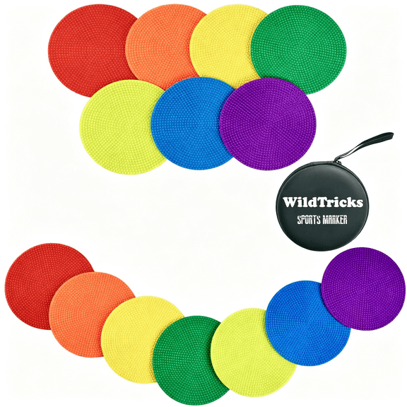 BESTSKY 14 Pcs Non Slip Agility Markers Poly Spots, 4 Inches Floor Dots Spot Markers for Gym,Pe Equipment,Rubber Circles Multiple Color Sports Markers Agility Rings