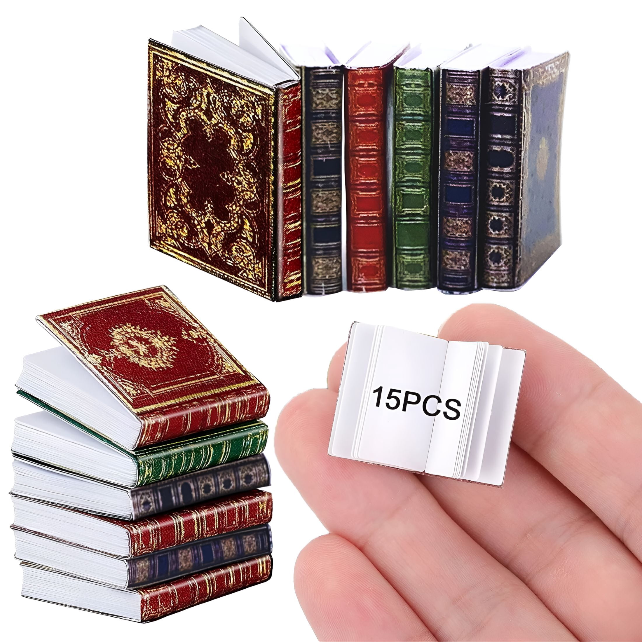 BESTSKY 15 Pcs Miniatures Dollhouse Books,1:12 Scale Miniatures ...