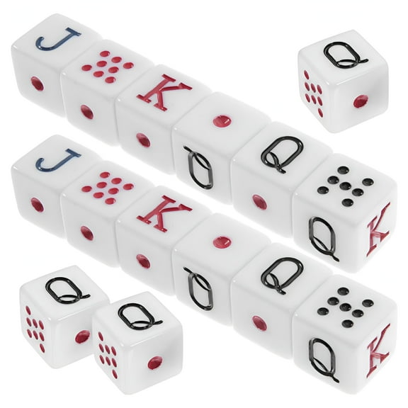 BESTSKY 15 Pcs Spanish Poker Dice Set, Acrylic Letter Dice Props for Party Board Games, Family Gathering, Travel Entertainment