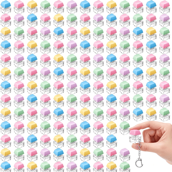 BESTSKY 150 Pcs Fidget Keyboard Keychain Bulk Clicker Finger Toys,Macaron|for Adults,Keyboard Fidget Toys,Anxiety Stress Relief Gifts,Party Favors Presents