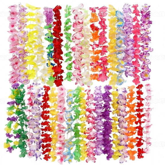 BESTSKY 150Pcs Hawaiian Leis Bulk,Silk Flower Lei Necklaces for Luau Party,Colorful Tropical Hula Dance Decor,Summer Beach Pool Party Favors Supplies