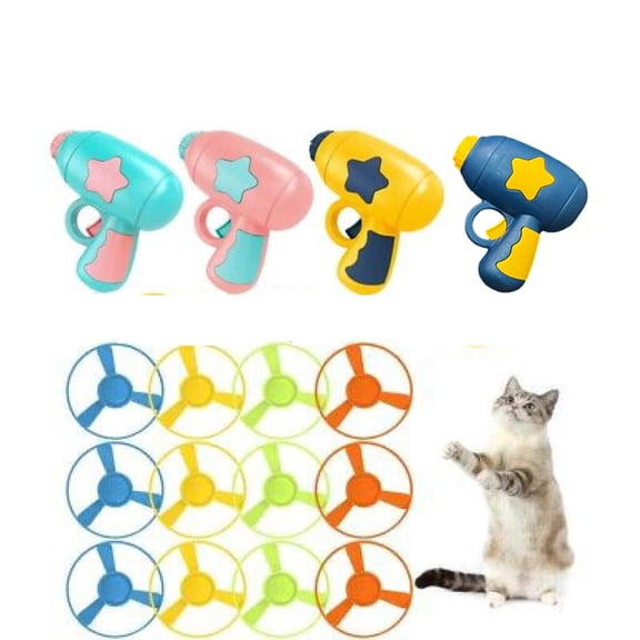 BESTSKY 15Pcs Cat Fetch Toy with Colorful Flying Propellers Set,Cat Playing Tracking,Cat Fetch Toy Launcher
