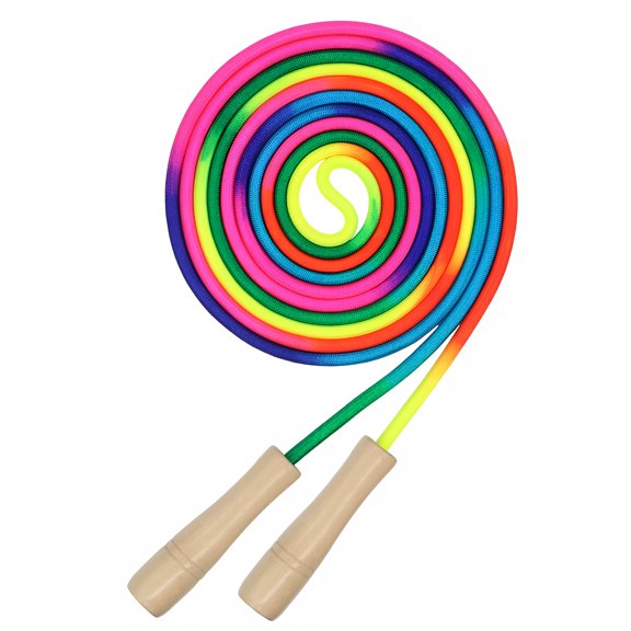 BESTSKY 16 Ft Double Dutch Jump Rope with Wooden Handles, Rainbow Skipping Rope for Kids and Adults, Outdoor Playground Fitness