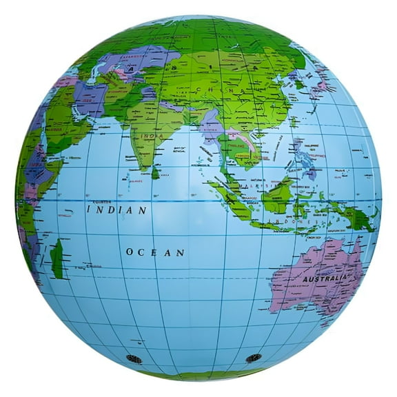 BESTSKY 16-Inch Inflatable World Map Globe, Colorful English Geography