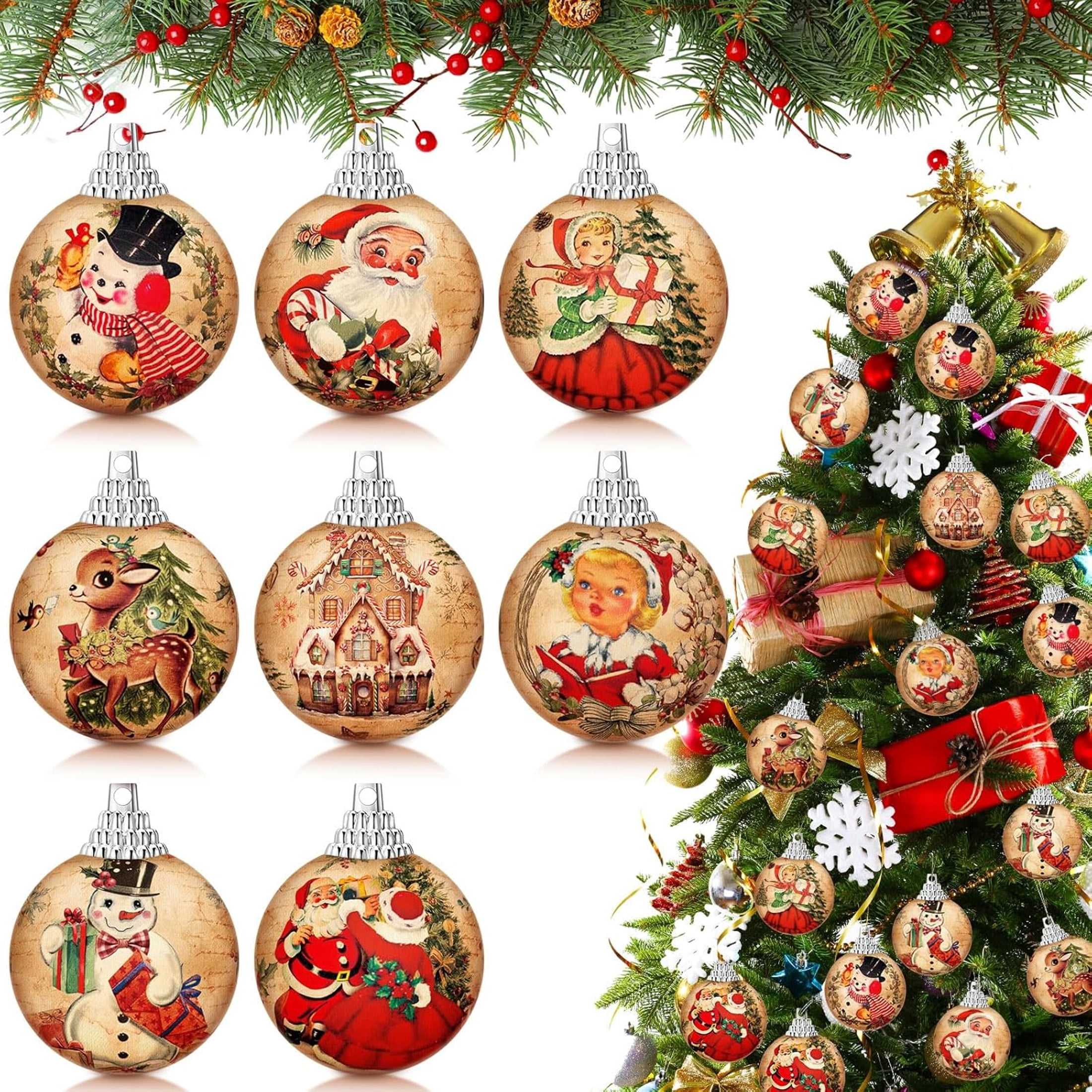 BESTSKY 16 Pcs Christmas Tree Ball Ornaments Vintage Christmas