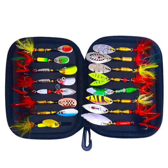 BESTSKY 16PCS Lot Fishing Lures Bait Metal Crankbait Blade Spinner Bait Spoon Bag