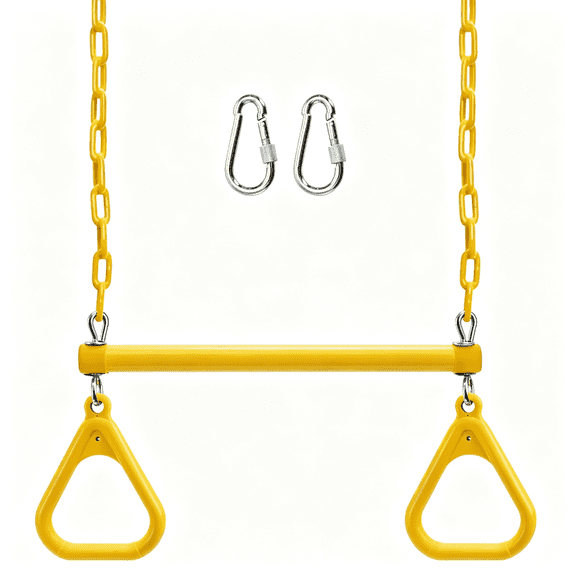 BESTSKY 17" Trapeze Swing Bar Rings, Heavy Duty | Plastic Coated Chains Swing Set Chain with Locking, Trapeze Monkey Bar Accessories for Home Gym, Strength Training, Fitness