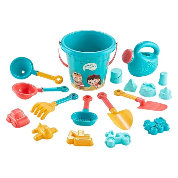 BESTSKY 18 Piece Sand Toys Set Sandbox Toys Includes Sand Buckets,Sifter,Watering Can,Rake,4 Hand Tools,10 Sand Molds&Mesh Bag