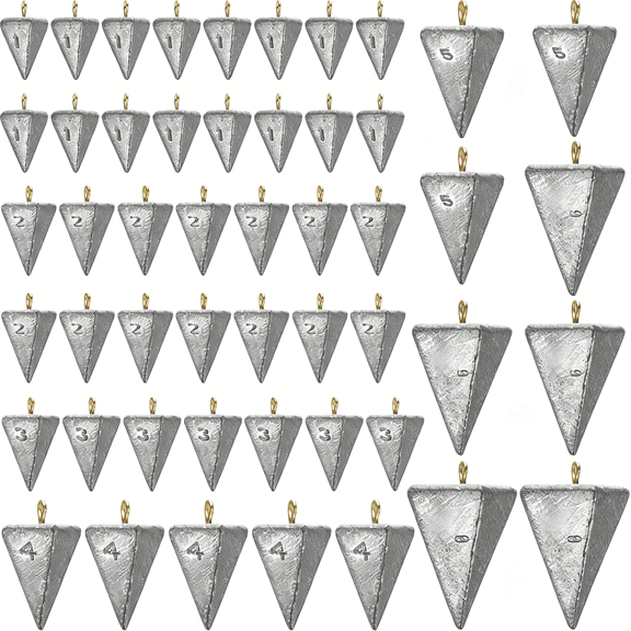 BESTSKY 18 Pieces Pyramid Sinkers Fishing Weights Triangle Fishing Sinkers Rig Pyramid Sinker for Ocean Saltwater Surf Bass Casting Gear Tackle