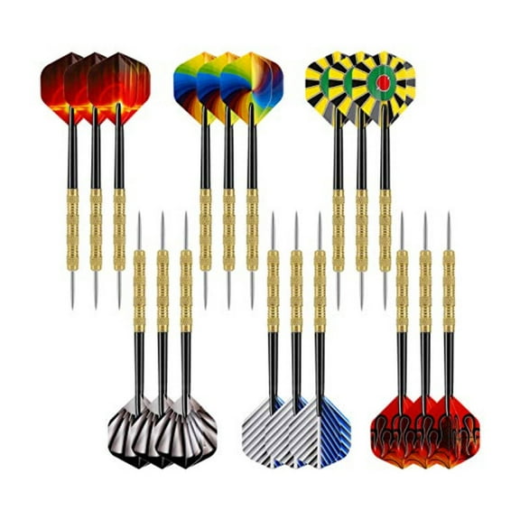 BESTSKY 18Pcs Darts Corrosion-Resistant Steel Tip Darts,Perfectly Balanced Darts Metal Tip Set for Players,Style4