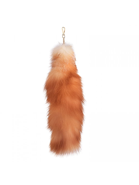 19.7 Inch Faux Fur Fox Tail Keychain, Realistic Shaggy Animal Therian Tail Pendant, Decorative Cosplay Accessory for Handbag Backpack