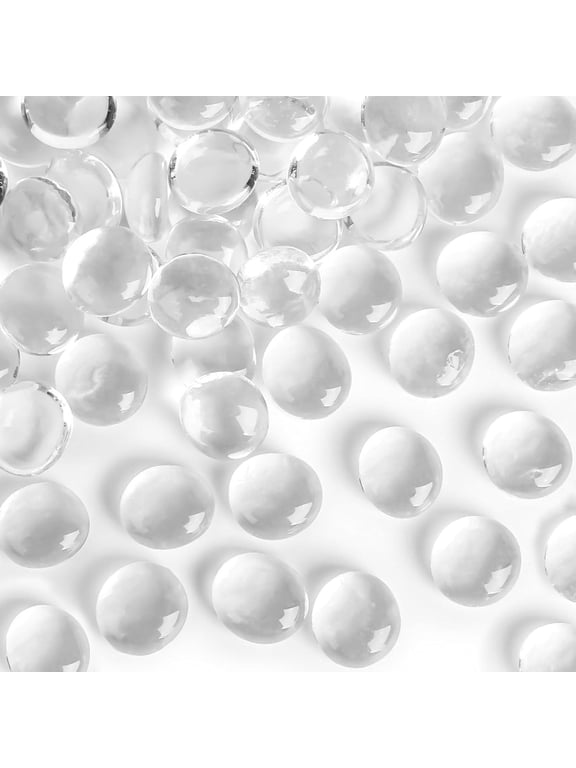 1Lb Flat Glass Marbles,Clear Flat Gems Transparent | Glass Beads,Decorative Glass Pebbles,Rocks Fish Tank Aquarium Decor,Table Scatter and Diy Crafts