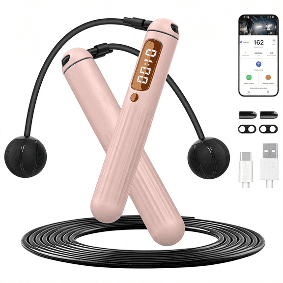 BESTSKY 2 in 1 Smart Jump Rope,App Control&Data Record,Cordless Jumping Rope with Counter for Women,Men,All Age,Adjustable Skipping Rope for Cardio Fitness in Limited Home Space&Outdoor