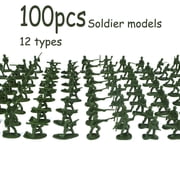 BESTSKY 2-Inch Plastic Army Men Action Figures, 10 Unique Sculpts, Pack of 100 Army Men Action Figures Green
