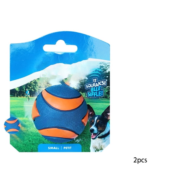 BESTSKY 2 Pack 2 Inch Ultra Squeaker Natural Rubber Dog Toy,Small Durable Dog Toys for Small Breeds,Chuck It Balls Alternative