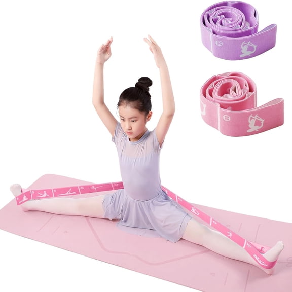 BESTSKY 2-Pack Adjustable Kids Dance Stretch Bands - 8-Loop Elastic Bands for Ballet, Latin, Yoga, Gymnastics &Amp; Stretching - Flexible, Multi-Section Design for Dance Training &Amp; Flexibility
