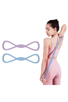2 Pack Figure 8 Resistance Bands with Handles, Silicone Stretch Fitness Loop for Arm Back Chest Legs, Elastic Workout Equipment for Women Home Gym (15Lb Purple, 25Lb Blue)