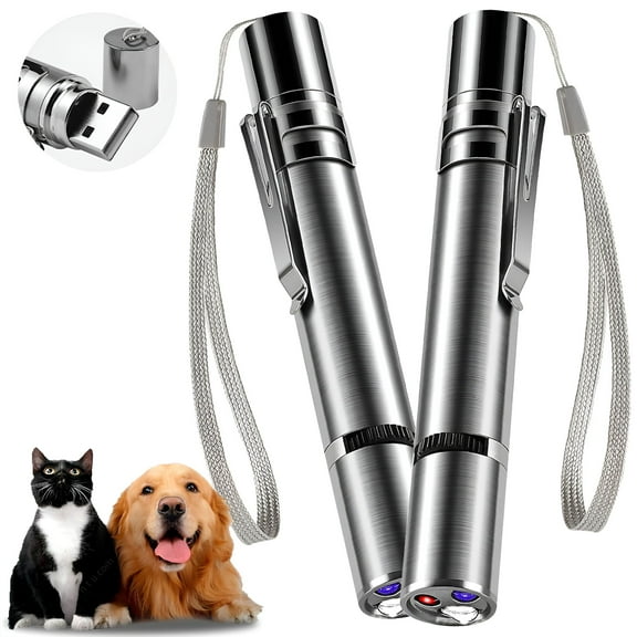 BESTSKY 2 Pack Laser Pointer USB Rechargeable, 7 Adjustable Patterns Laser Light Cat Laser Toy, Small Interactive Cat Toys, Mini Kitten Toys Laser Pen for Indoor Cats Dogs Pets