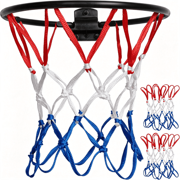 BESTSKY 2 Pack Mini Basketball Net Replacement,8 Loops Indoor Outdoor Nets,Suitable for Doors and Walls,Basketball Net