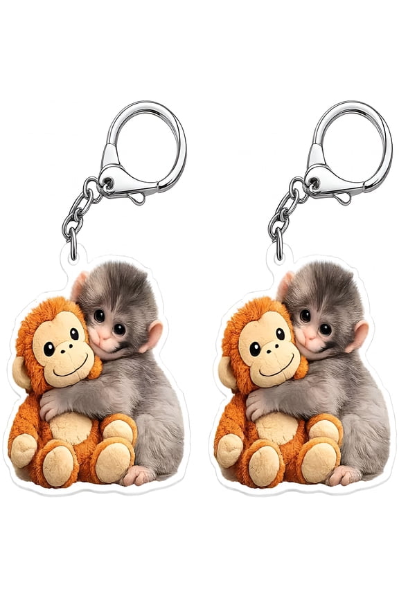 2 Pack Monkey Keychain Plush Keychain