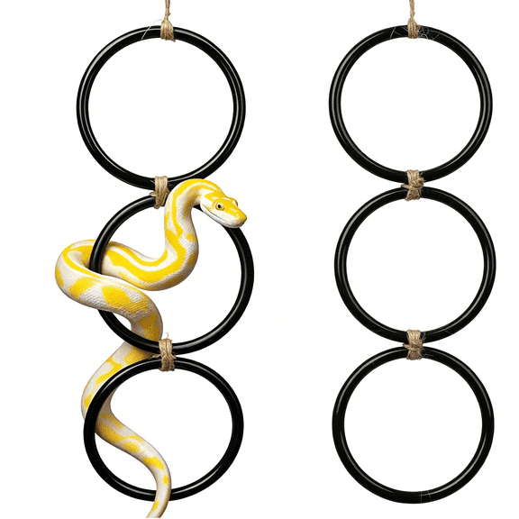 BESTSKY 2 Pack Snake Climbing Rings for Ball Python & Corn Snake,Reptile Enrichment Toys for Snake,Ball Python Tank Decor, Reptile Tank Accessories for Bearded Dragon,Chameleon, Iguana, Gecko
