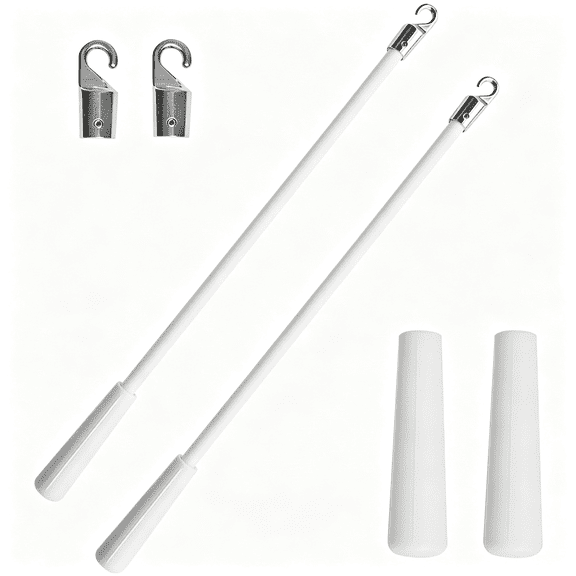 BESTSKY 2-Pack White Fiberglass Blind Tilt Wand,Vertical Blinds Stick Replacement for Window Curtains&Cordless Shades,Curtain Rod Control for Slat Rotation(12 Inches)