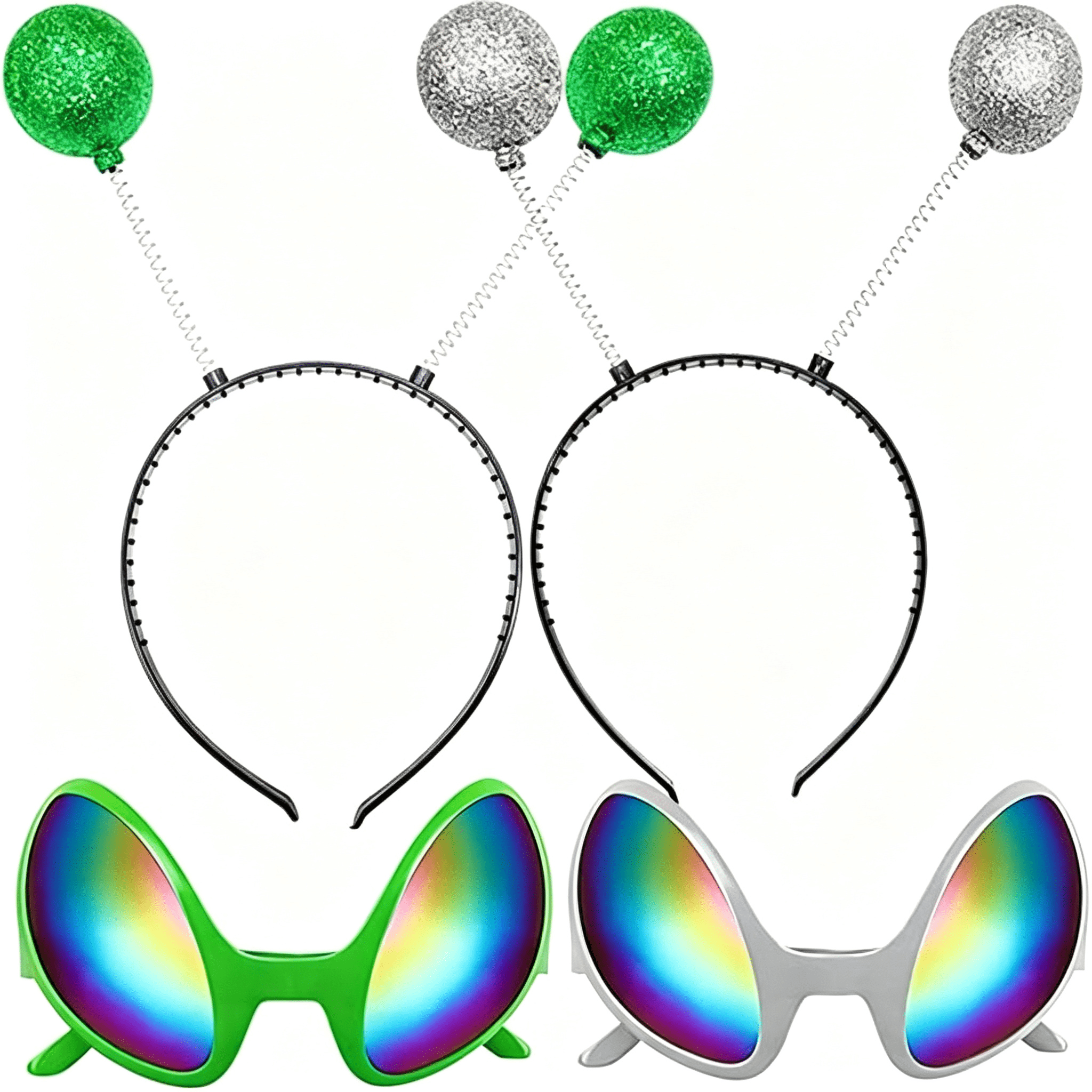 BESTSKY 2 Pairs Alien Headband and Glasses,Alien Rainbow Lens ...