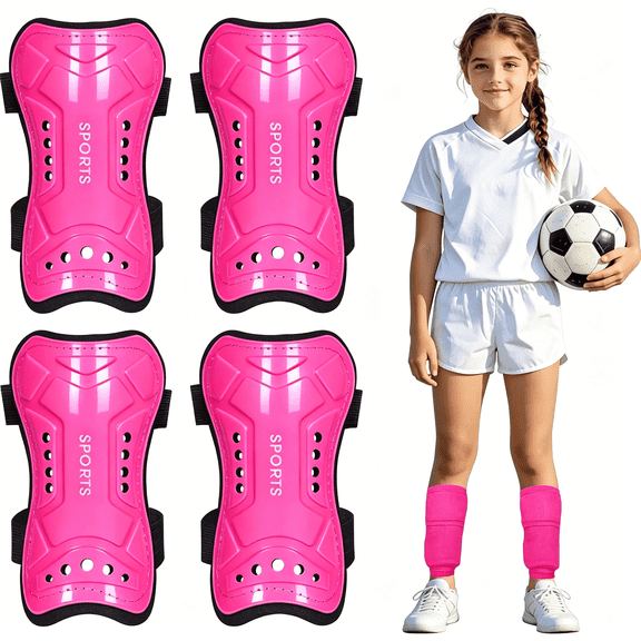 BESTSKY 2 Pairs Toddler Shin Guards 3 Year Old Soccer,Strap-On Shin Pads with Adjustable Straps,Lightweight PP Protective Soccer Gear,Toddler to Teen Sizes,Multiple Colors Including Hot Pink