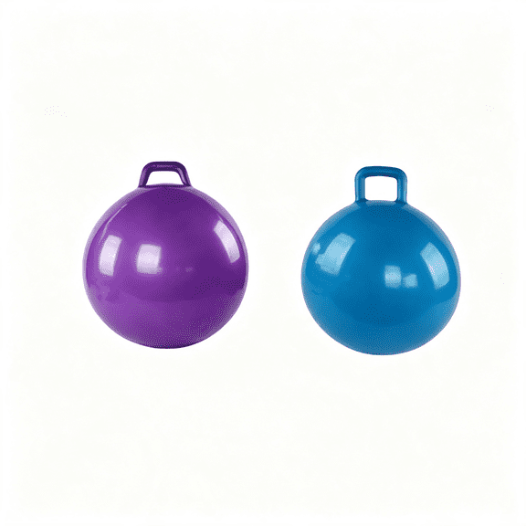BESTSKY 2 Pcs 31" Big Bouncing Ball with Handle Jumping Hopper Bouncy Ball for Adults Exercise and Air Pump for Outdoor Sports Game(Gradient Purple,Gradient Blue)