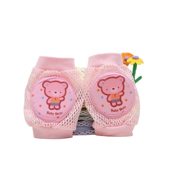 BESTSKY 2 Pcs Baby Knee Pads for Crawling,Thickened Foam Padding Toddlers Kneepads Protector,Soft Comfort Knee Protection Knee Brace,Pink Bear