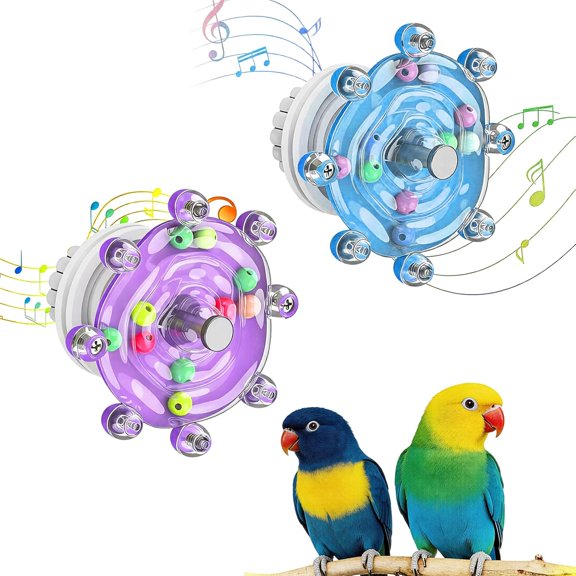 BESTSKY 2 Pcs Bird Toys for Parakeets, Colorful Parakeet Toys with Spinning Wheel and Interactive Rattle, Chew Exercise Toys for Cage, Entertainment for Parakeets and Cockatiels