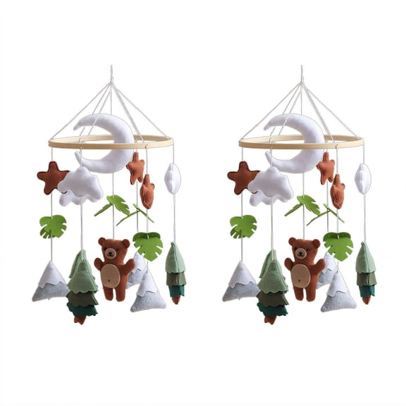 BESTSKY 2 Pcs Crib Mobile, Tool-Free Assembly Hanging Nursery Toys, Smooth Rotating Bedtime Soothing