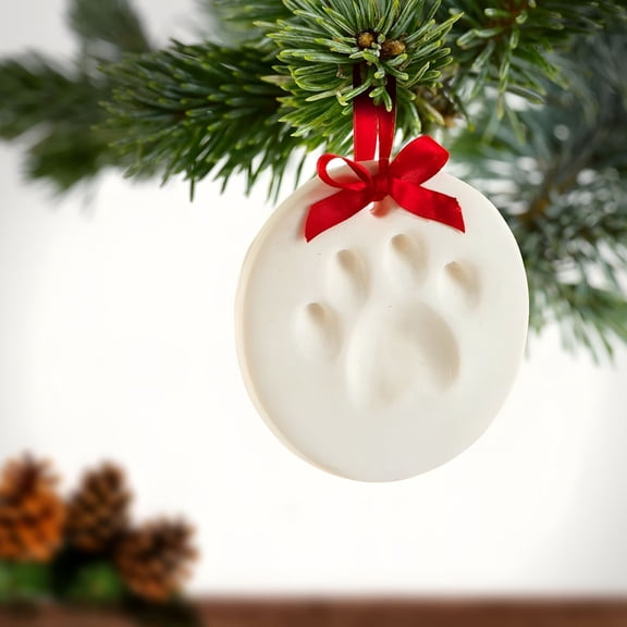 BESTSKY 2 Pcs Dog/Cat Paw Print Kit DIY Pet Paw Print Hanging Ornament with Customization Tools And Display Stand Clay Pawprint Keepsake Kit (White)