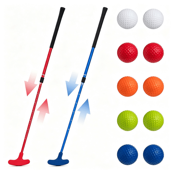 BESTSKY 2 Pcs Golf Putter for Men Women Adjustable Length Two Way Putter Right Or Left Handed Golfers Mini Golf Club with Practice Balls for Adults Mini Golf Putter Golf Putters