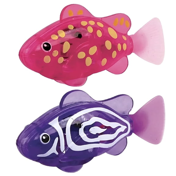 BESTSKY 2 Pcs Interactive Cat Toys, Water-Activated Swimming Fish with Light-Up Tail, Realistic Electronic Kitten Toy for Indoor Cats, Purple and Pink