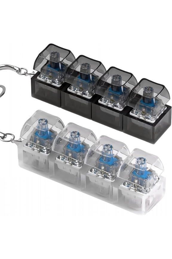 2 Pcs Keyboard Fidget Toy for Adults Fidget Clicker Decompression Fidget Keychain Stress Relief Presents for Adult to Relief Stress Pass the TimeBlack and White