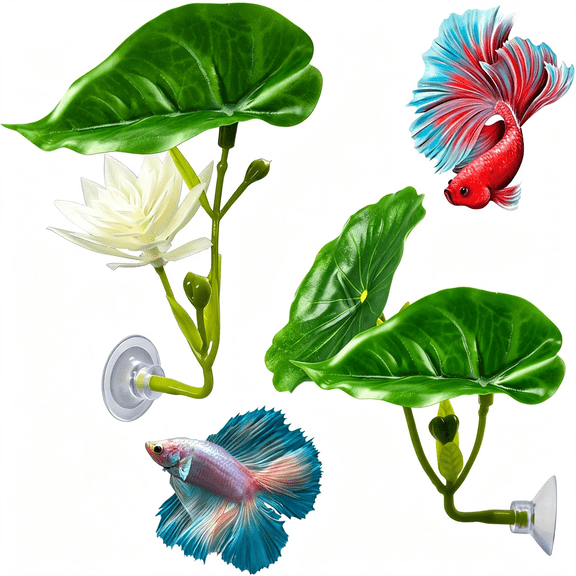 BESTSKY 2 Pcs Leaf Hammock for Betta Fish,Betta Leaf Bed Pad with Suction Cup Simulating the Natural Habitat Aquarium Ornaments for Spawning Breeding Comfortable Resting Bed Hiding Playing