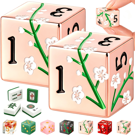 BESTSKY 2 Pcs Mahjong Dice Metal, Modern, Rose Gold | D6 Mah Jong Dice,Standard Size Mahjong Dice, Durable Material, Replacement for Lost Dice, Board Game Mahjong Supplies