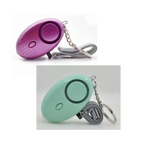 BESTSKY 2 Pcs Personal Alarm Safety Security Alarm Keychain with LED Light 130DB Personal Alarms for Women Girls and Elderly People Purple and Green
