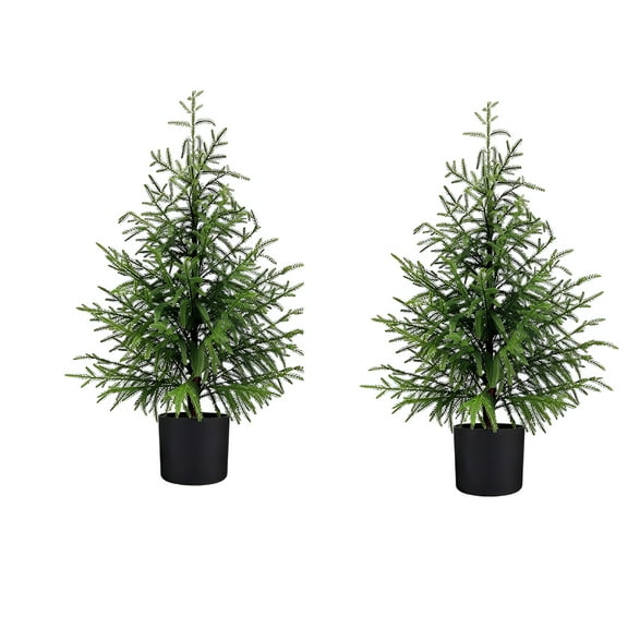 BESTSKY 2-Piece Artificial Christmas Tree Set, Small Norfolk Pine