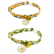 BESTSKY 2 Pieces Cat Collar with Safety Buckle, Fresh Cat Collar with Bells for Kitten, Adjustable Kitten Collar